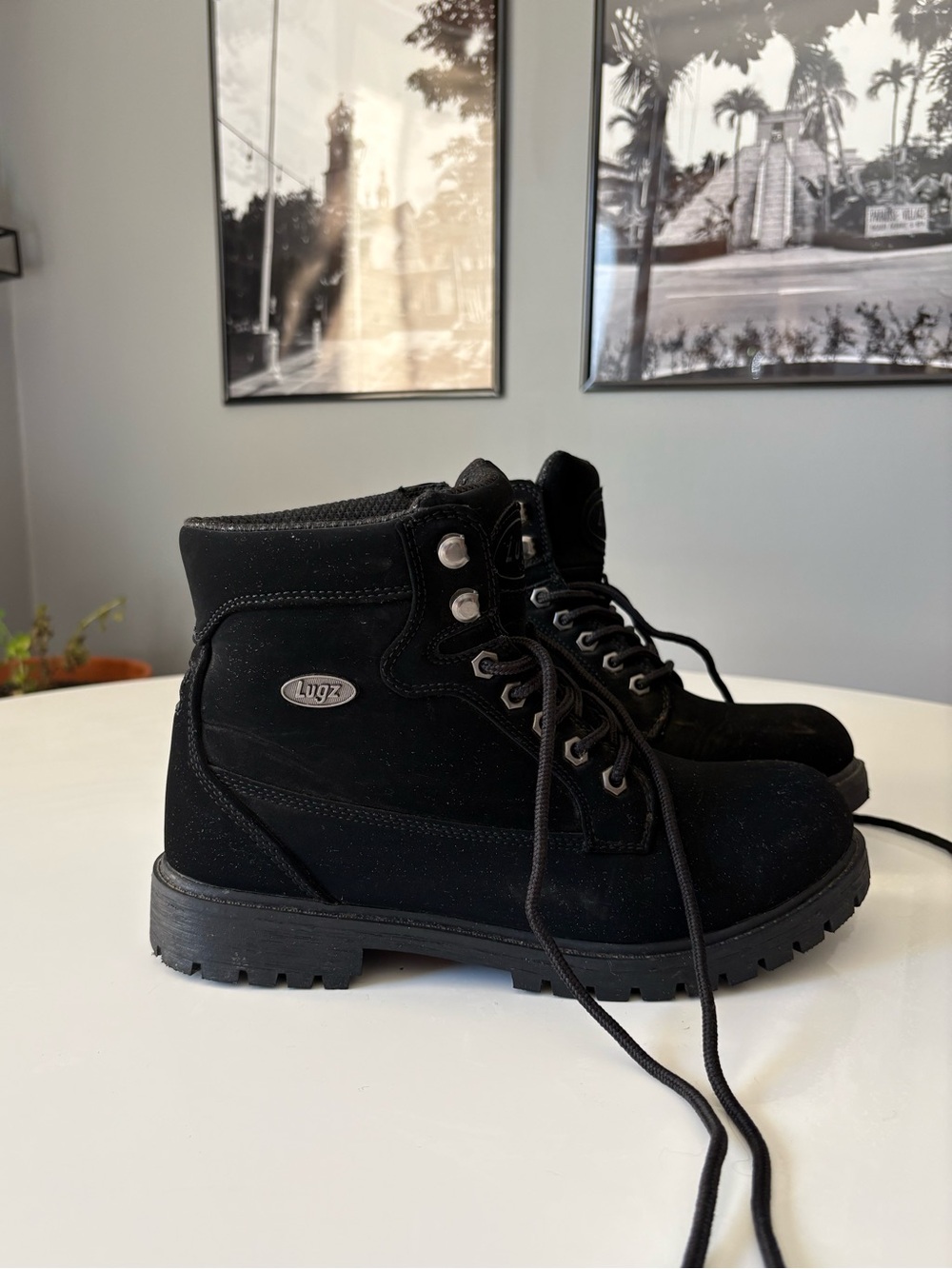 Lugz Black Lace-Up Suede Ankle Boots